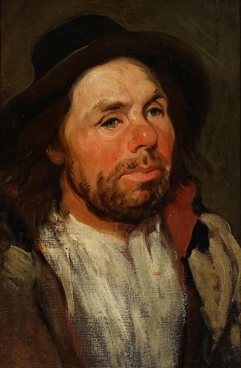 Piotr Michałowski, Portrait of a peasant in a hat (Sancho Panza?).
