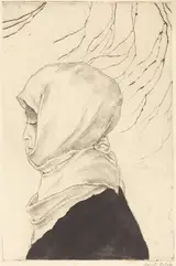 Emil Orlík, Japanerin im Winterkleid (Japanese Woman in Winter Dress)