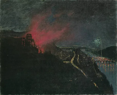 Emil Orlík, Heidelberg by Night with Fireworks