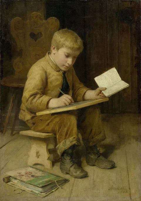 Albert Anker, Writing boy