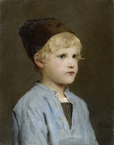 Albert Anker, Portrait of a boy with cap