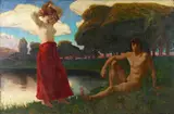 Ludwig von Hofmann, Idyll (Male and Female Semi-nude in the Landscape)