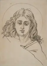 Jan Matejko, Carton for the polychrome from St Mary's Church - bust of an angel
