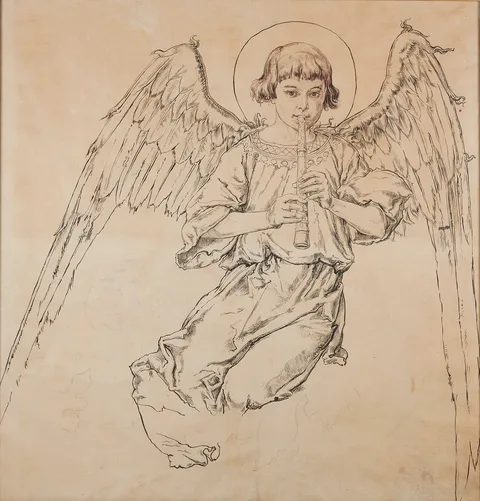 Jan Matejko, Karton do polichromii Kościoła Mariackiego - Postać anioła grającego na flecie