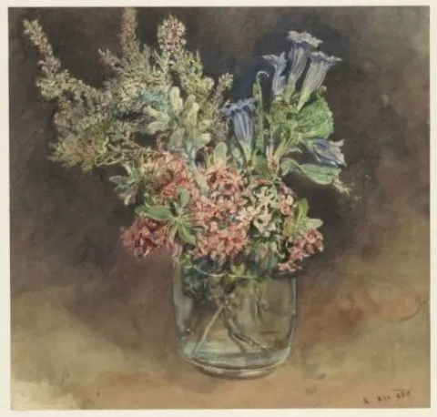 Rudolf von Alt, Glas met alpenbloemen