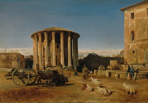 Rudolf von Alt, The Temple of Vesta in Rome (Now is correcly called as 'Temple of Hercules Victor')