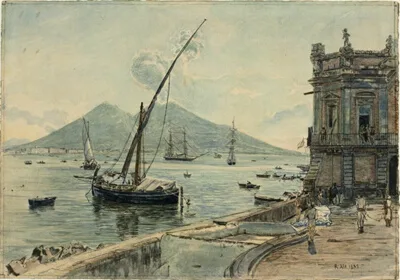 Rudolf von Alt, Naples with Mt. Vesuvius
