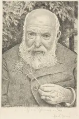 Hans Thoma, Self-Portrait VI with Flower