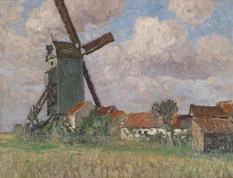 Alfred Zoff, Windmill and Village in Belgium