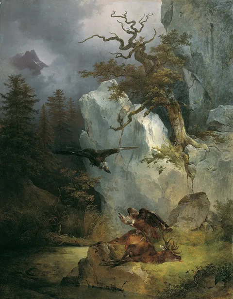 Friedrich Gauermann, A vulture on deafening deer