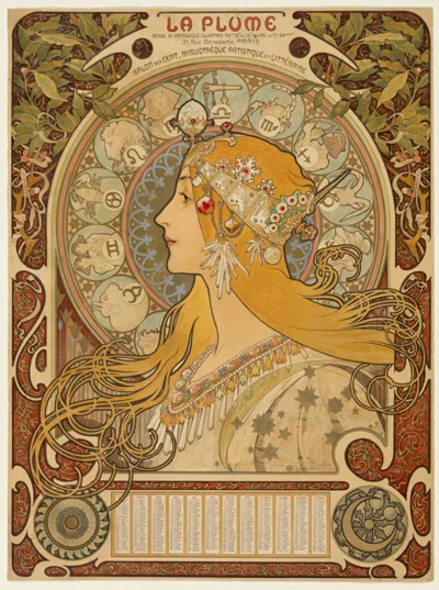 Alphonse Mucha, Zodiaque ("La Plume")