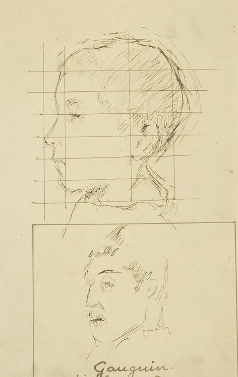 Paul Gauguin, Heads of a Boy and a Man (Self-Portrait?) [verso]