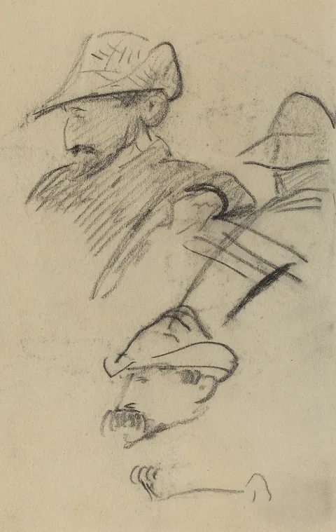 Paul Gauguin, Three Studies of a Man Wearing a Hat [recto]