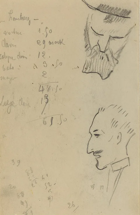 Paul Gauguin, A Bearded Man and a Man in Profile [verso]