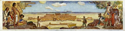Oscar E. Berninghaus, Communication during the Period of Exploration (panel number 2) (mural study, Phoenix, Arizona Post Office)