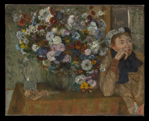 Edgar Degas, A Woman Seated beside a Vase of Flowers (Madame Paul Valpinçon?)