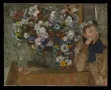 Edgar Degas, A Woman Seated beside a Vase of Flowers (Madame Paul Valpinçon?)