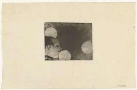 Edgar Degas, Zangeres en profil bij vier gaslampen in donkere omgeving