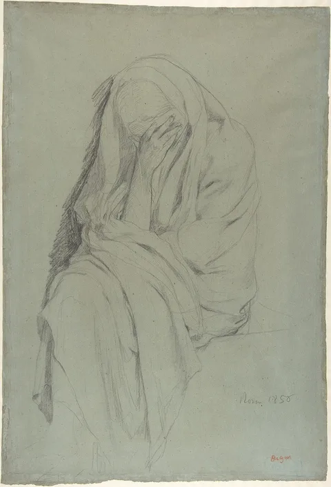 Edgar Degas, Study for Vieille Italienne(recto); Drapery Study (verso)