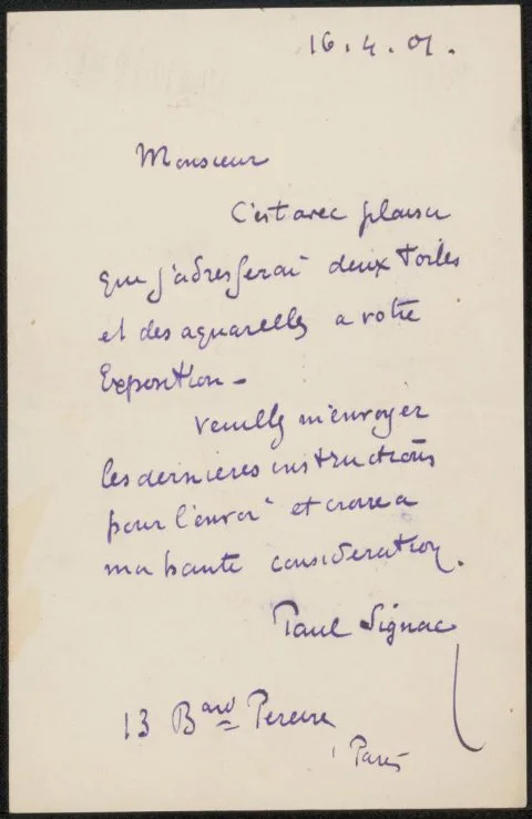 Paul Signac, Brief aan Philip Zilcken