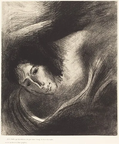 Odilon Redon, Et le diable qui les seduisait, fut jete dans l'etang de feu et de soufre, ou es la b ete et le faux prophete (And the devil thatdeceived them was cast into the lake of fire and  brimstone, where the beast and the false prophet are)