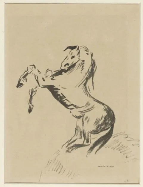 Odilon Redon, Springend paard op wolken (Pegasus?)