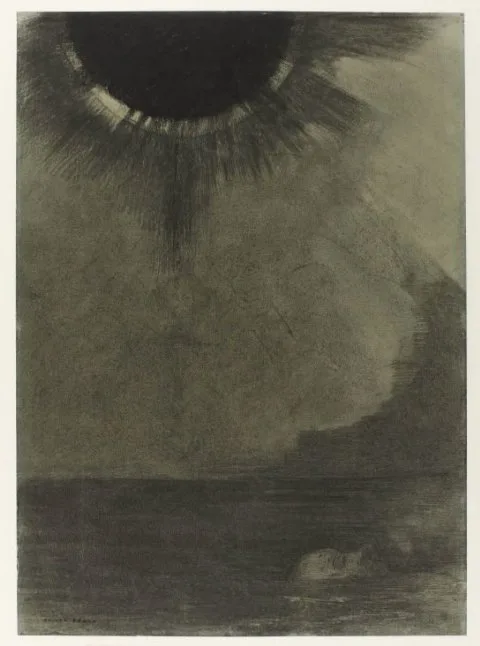 Odilon Redon, Drenkeling in een water, bij maanlicht
