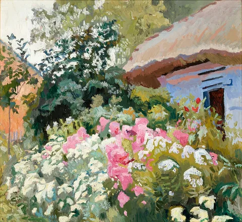 Stanisław Kamocki, Flowers in Front of the Cottage