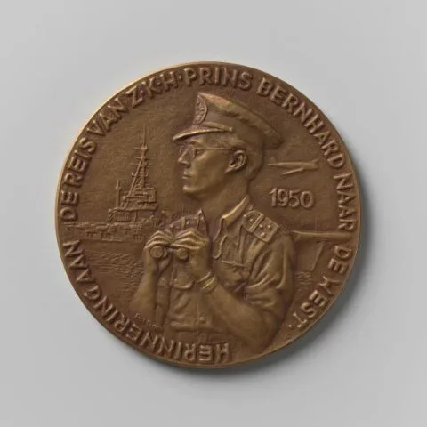 Pol Dom, Reis van prins Bernhard naar West-Indië (Vereniging voor Penningkunst 1950, eerste penning)