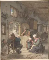 Adriaen van Ostade, Reading the News at the Weavers' Cottage