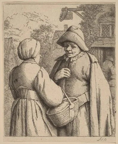 Adriaen van Ostade, Man and Woman Conversing In Front of an Inn