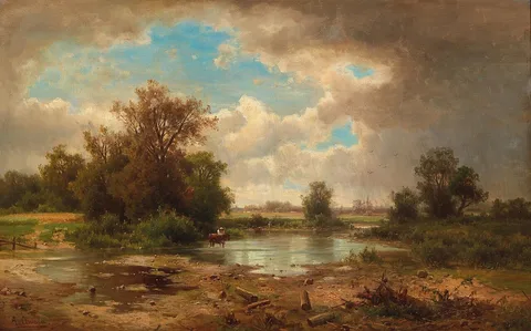 Adolf Chwala, Open Landscape with Pond