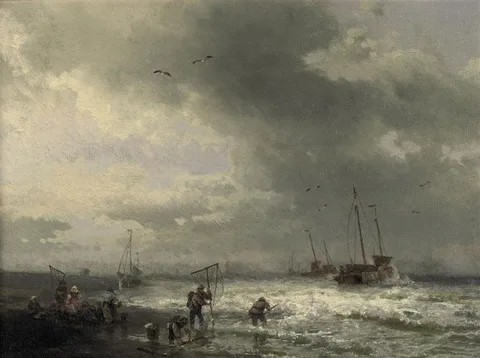 Hermann Herzog, Fishermen on the Beach