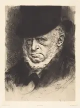 Karl Stauffer-Bern, Adolph Menzel Wearing a Top Hat