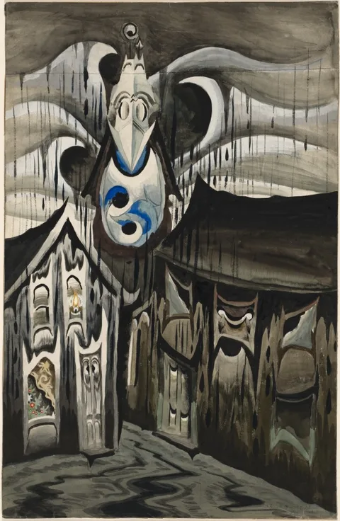 Charles E. Burchfield, Church Bells Ringing, Rainy Winter Night
