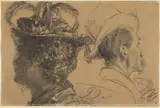 Adolph von Menzel, Heads of a Man and a Woman