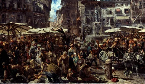Adolph von Menzel, Piazza d’Erbe in Verona