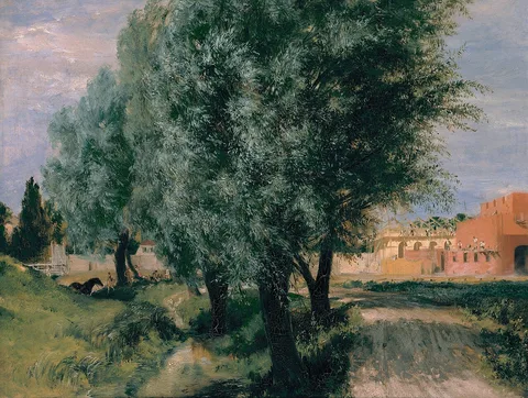 Adolph von Menzel, Building Site with Willows