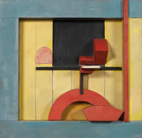 Kurt Schwitters, Merz 1925, 1. Relief in the Blue Square