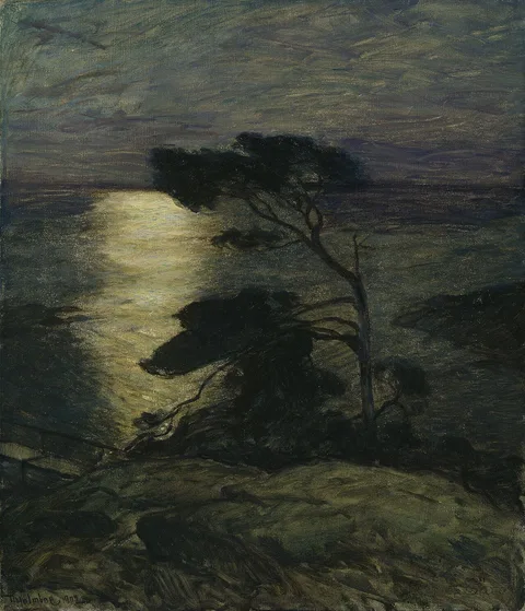 Thorolf Holmboe, Pine Tree on the Coast in Moonlight