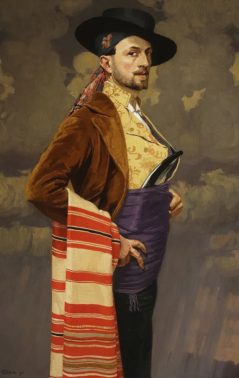 Edward Okuń, Self-portrait in a Spanish costume
