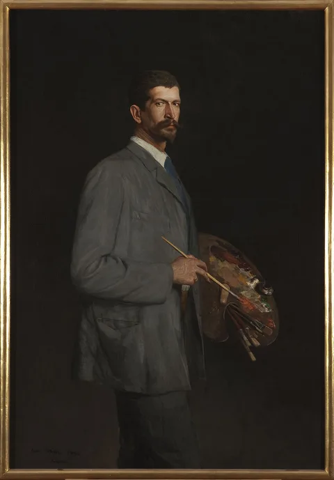 Antoni Piotrowski, Self-portrait with a palette
