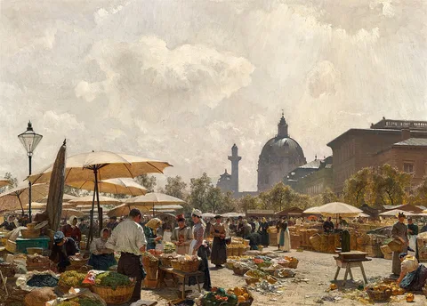 Carl Moll, The Naschmarkt in Vienna