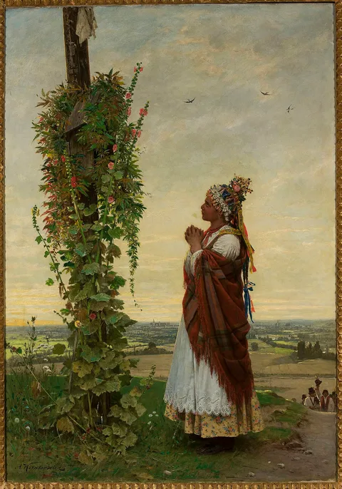 Antoni Kozakiewicz, Peasant girl before a shrine.