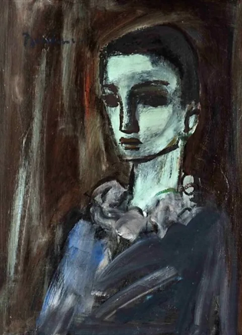 Carl Buchner, Harlequin in dark colors.