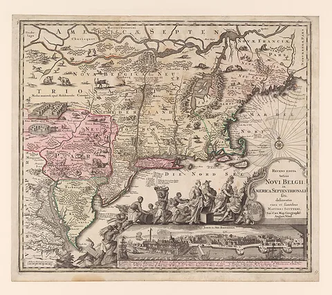 Matthäus Seutter, Recens Edita Totius Novi Belgii, in America Septentrionali [An Updated View of New Netherlands in North America]