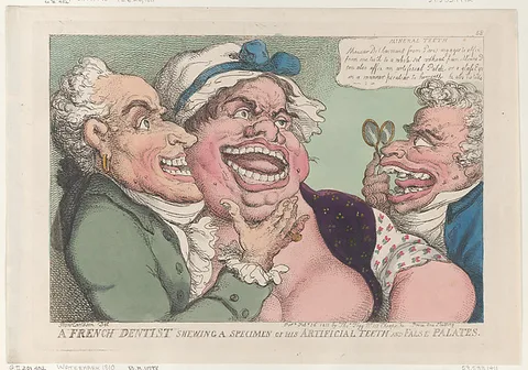 Thomas Rowlandson, A French Dentist Shewing a Specimen of His Artificial Teeth and False Palates