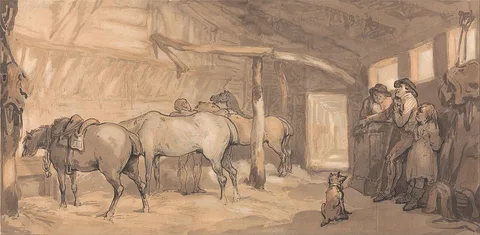 Thomas Rowlandson, The Stable of an Inn