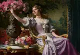 Władysław Czachórski, A lady in a lilac dress with flowers (For him).