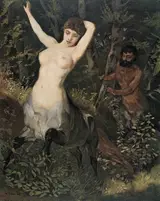 Wilhelm Trübner, Pair of centaurs in a forest I.
